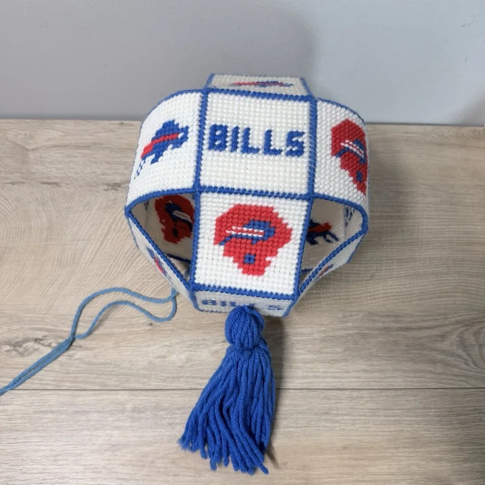 Buffalo Bills Needlepoint Plastic Canvas Hanging  Decor Tassel Handmade 1990s